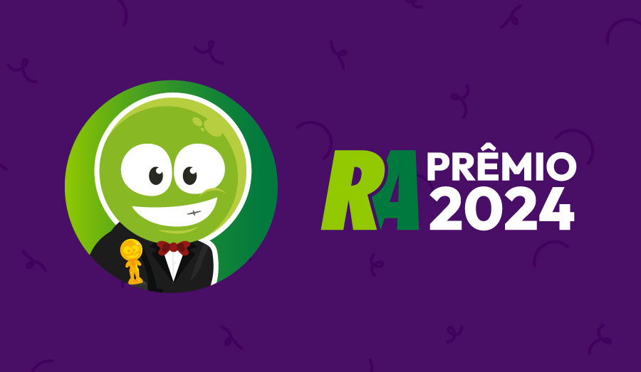 Banner com fundo roxo e logo do premio Reclame Aqui 2024