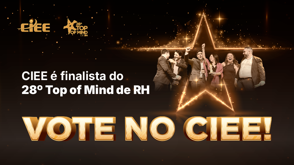a imagem mostra o CIEE como finalista do prêmio Top of Mind RH